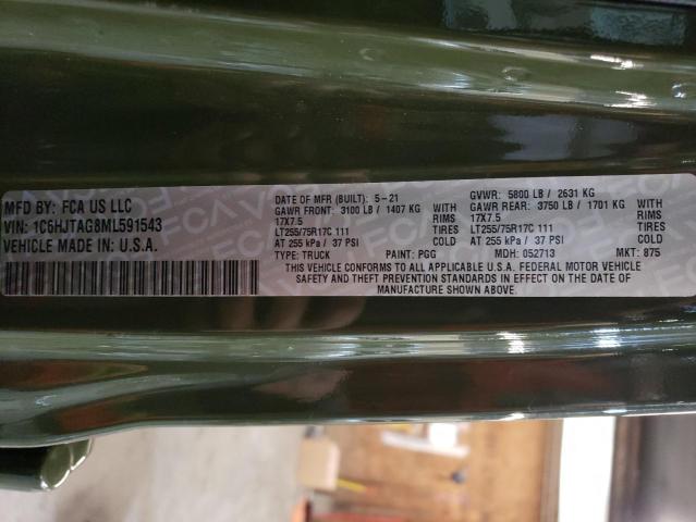 Photo 10 from auction – 2021 JEEP GLADIATOR with VIN 1C6HJTAG8ML591543