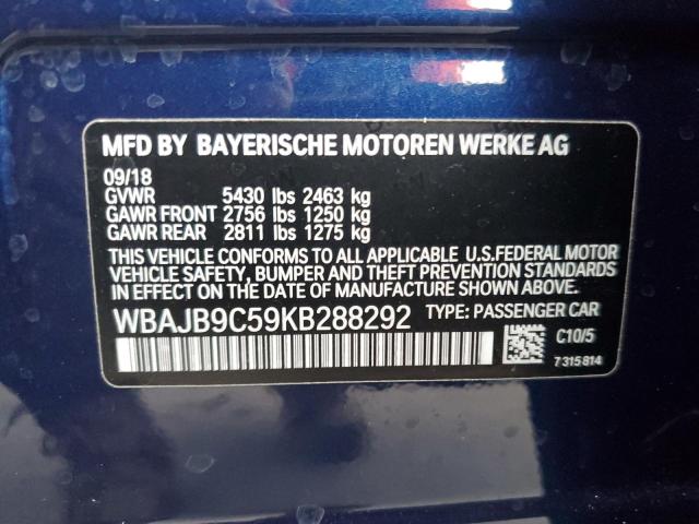 Photo 10 from auction – 2019 BMW M550XI with VIN WBAJB9C59KB288292