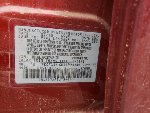 Photo 10 from auction – 2018 NISSAN SENTRA with VIN 3N1AB7AP3JY348100