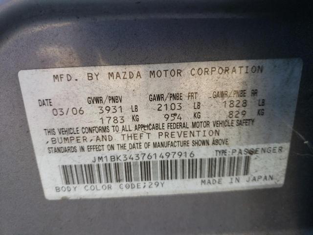 Фото 10 с аукциона – 2006 MAZDA 3 HATCHBAC с VIN JM1BK343761497916