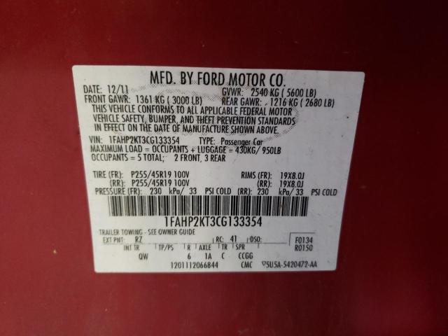 Photo 10 from auction – 2012 FORD TAURUS SHO with VIN 1FAHP2KT3CG133354