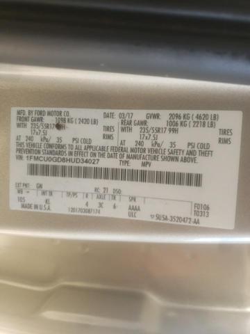 Photo 10 from auction – 2017 FORD ESCAPE SE with VIN 1FMCU0GD8HUD34027