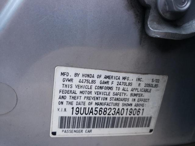 Photo 10 from auction – 2003 ACURA 3.2TL TYPE with VIN 19UUA56823A019061