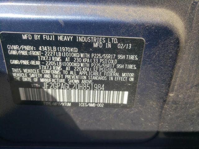 Photo 10 from auction – 2013 SUBARU XV CROSSTR with VIN JF2GPAGC2DH851984