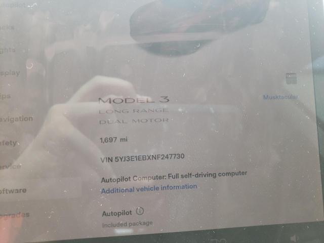 Photo 8 from auction – 2022 TESLA MODEL 3 with VIN 5YJ3E1EBXNF247730