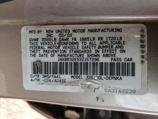 Photo 10 from auction – 2003 TOYOTA COROLLA with VIN 1NXBR32E53Z157296