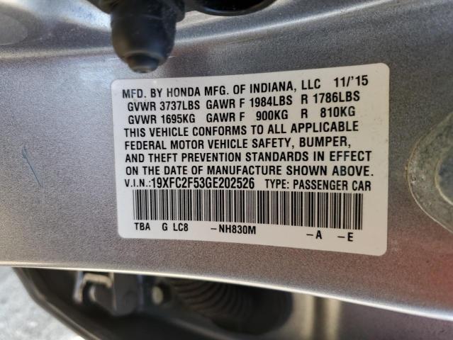 Photo 10 from auction – 2016 HONDA CIVIC LX with VIN 19XFC2F53GE202526
