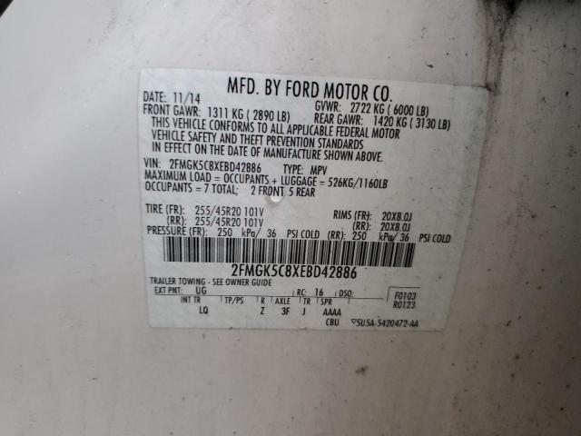 Photo 10 from auction – 2014 FORD FLEX SEL with VIN 2FMGK5C8XEBD42886