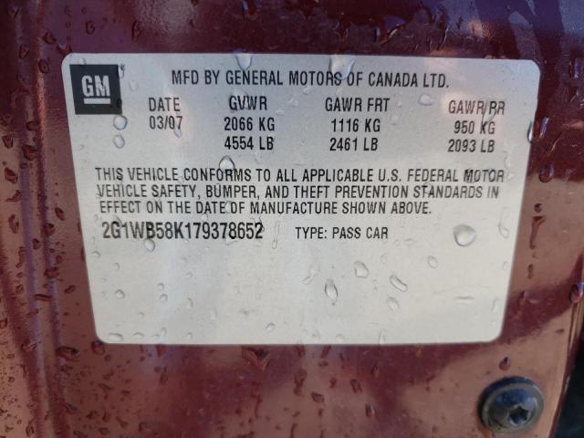 Photo 10 from auction – 2007 CHEVROLET IMPALA LS with VIN 2G1WB58K179378652