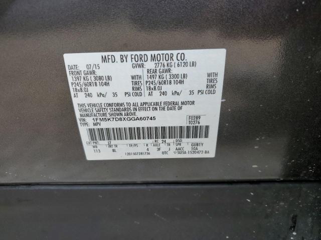 Photo 10 from auction – 2016 FORD EXPLORER X with VIN 1FM5K7D8XGGA60745