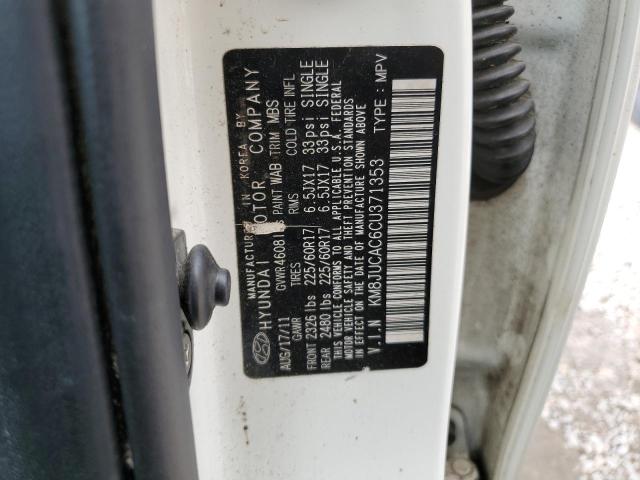 Photo 10 from auction – 2012 HYUNDAI TUCSON GLS with VIN KM8JUCAC6CU371353