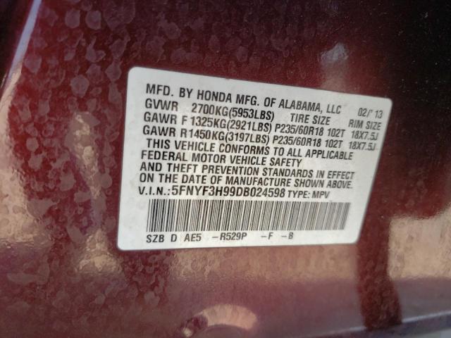 Photo 10 from auction – 2013 HONDA PILOT TOUR with VIN 5FNYF3H99DB024598