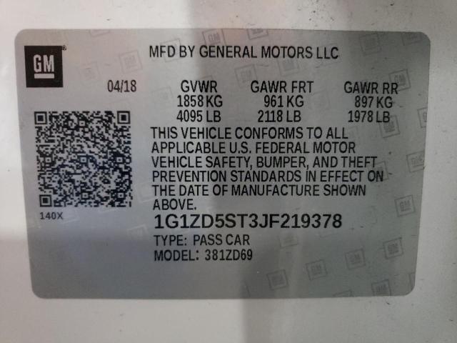 Photo 10 from auction – 2018 CHEVROLET MALIBU LT with VIN 1G1ZD5ST3JF219378