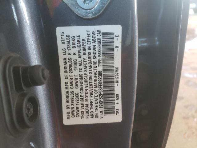 Photo 10 from auction – 2015 HONDA CIVIC EXL with VIN 19XFB2F93FE092386