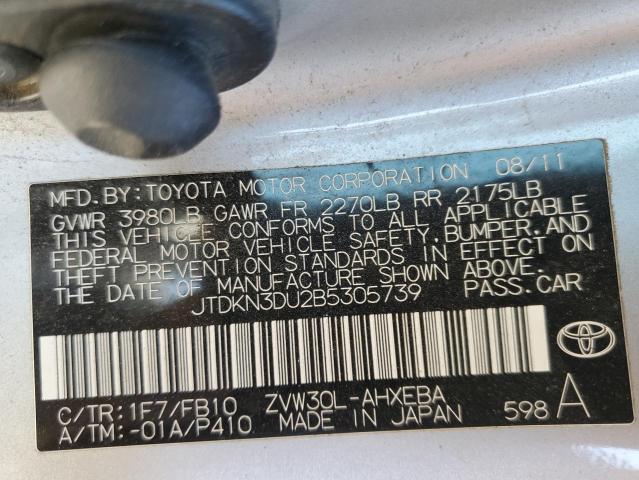 Photo 10 from auction – 2011 TOYOTA PRIUS with VIN JTDKN3DU2B5305739