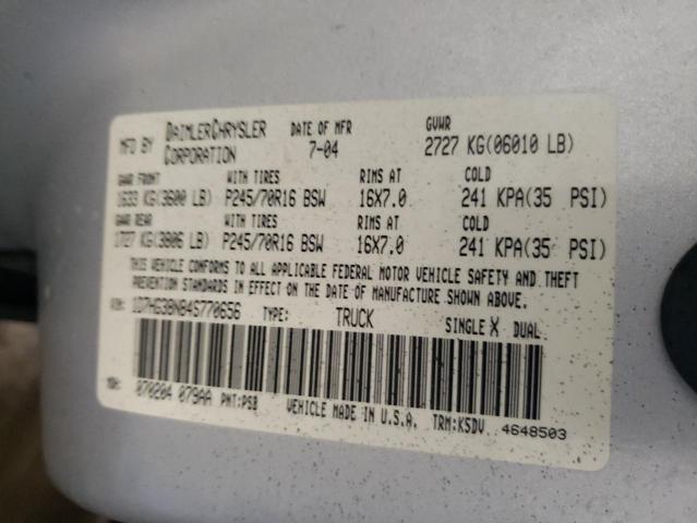 Photo 10 from auction – 2004 DODGE DAKOTA QUA with VIN 1D7HG38N84S770656