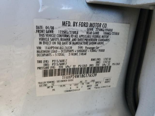 Photo 10 from auction – 2008 FORD TAURUS SEL with VIN 1FAHP24W18G176539