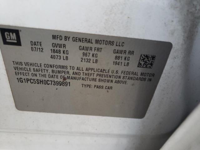 Photo 10 from auction – 2012 CHEVROLET CRUZE LS with VIN 1G1PC5SH0C7399891