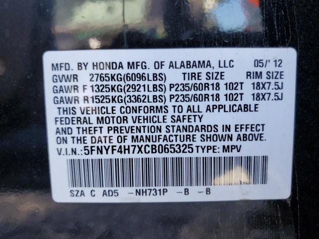 Photo 10 from auction – 2012 HONDA PILOT EXLN with VIN 5FNYF4H7XCB065325