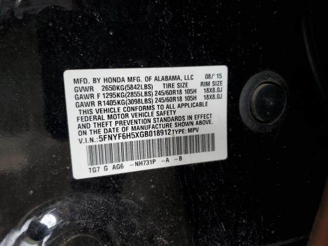Photo 10 from auction – 2016 HONDA PILOT EXL with VIN 5FNYF6H5XGB018912