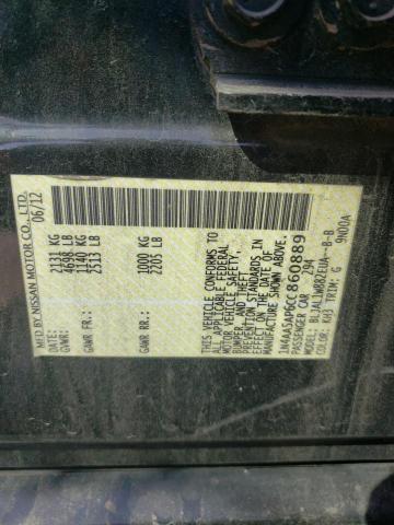 Photo 10 from auction – 2012 NISSAN MAXIMA S with VIN 1N4AA5AP6CC860889