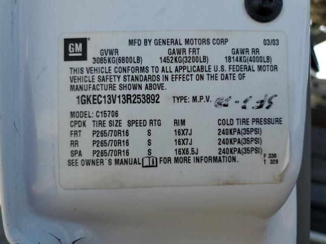 Photo 10 from auction – 2003 GMC YUKON with VIN 1GKEC13V13R253892