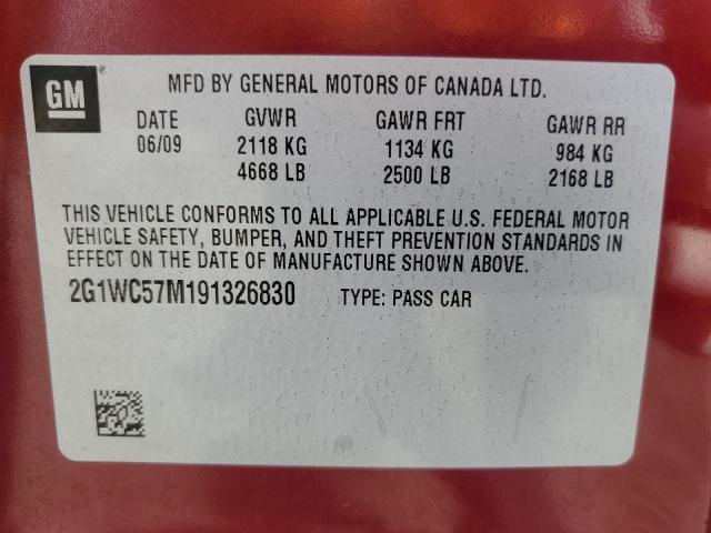 Photo 10 from auction – 2009 CHEVROLET IMPALA 2LT with VIN 2G1WC57M191326830