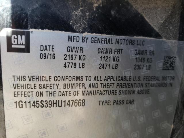 Photo 10 from auction – 2017 CHEVROLET IMPALA PRE with VIN 1G1145S39HU147668