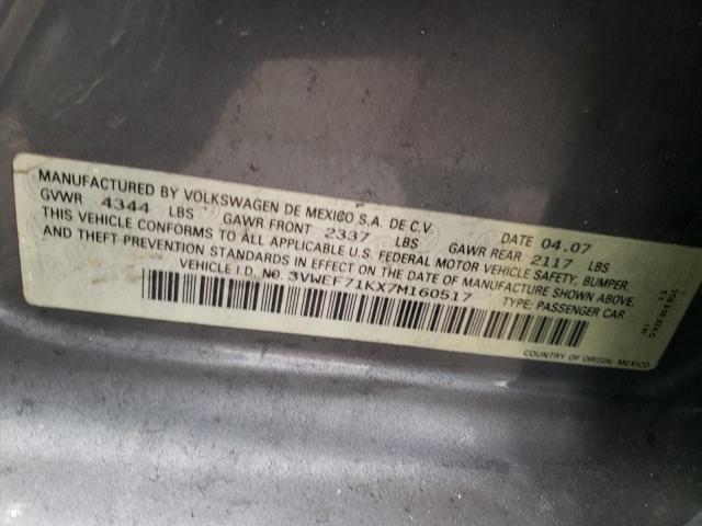 Photo 10 from auction – 2007 VOLKSWAGEN JETTA WOLF with VIN 3VWEF71KX7M160517