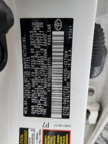 Photo 10 from auction – 2013 TOYOTA CAMRY L with VIN 4T1BF1FK0DU721175