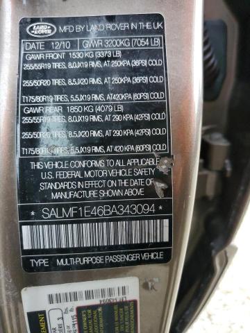 Photo 10 from auction – 2011 LAND ROVER RANGE ROVE with VIN SALMF1E46BA343094