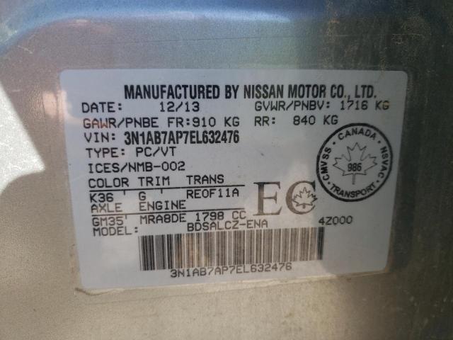 Photo 10 from auction – 2014 NISSAN SENTRA S with VIN 3N1AB7AP7EL632476