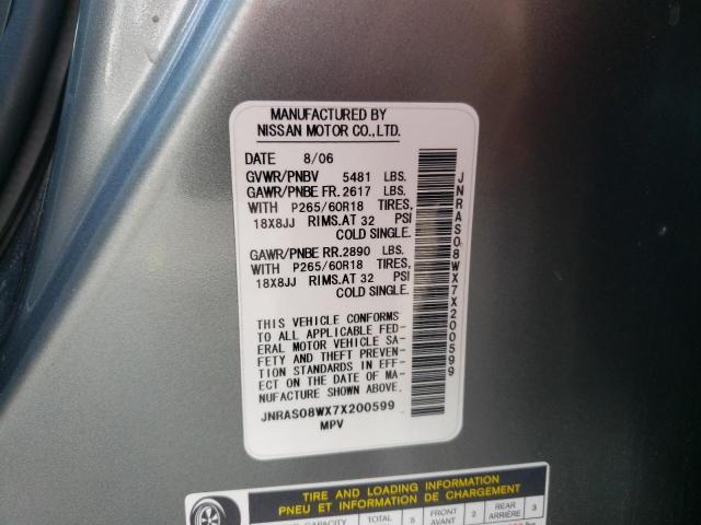 Photo 10 from auction – 2007 INFINITI FX35 with VIN JNRAS08WX7X200599