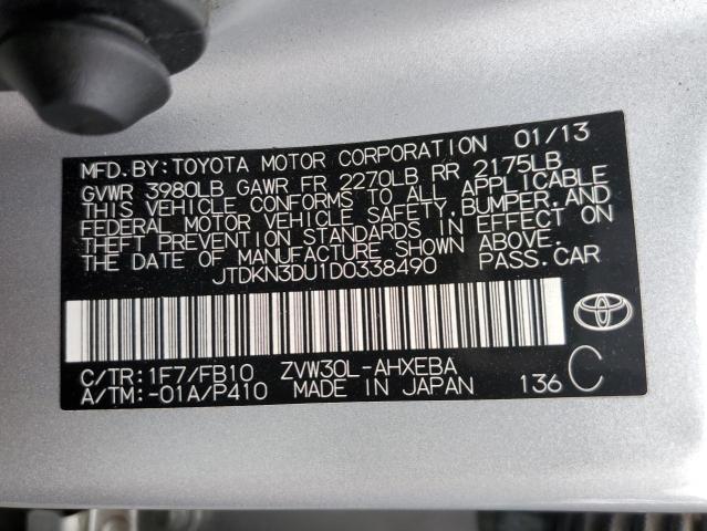 Photo 10 from auction – 2013 TOYOTA PRIUS with VIN JTDKN3DU1D0338490
