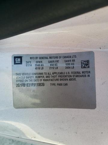 Photo 10 from auction – 2015 CHEVROLET CAMARO LS with VIN 2G1FB1E31F9110639