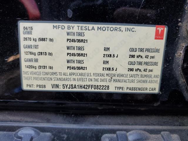 Photo 10 from auction – 2015 TESLA MODEL S P8 with VIN 5YJSA1H42FF082228