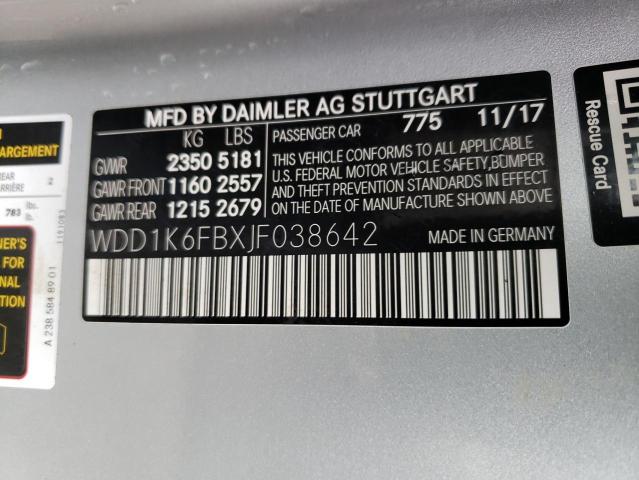 Photo 10 from auction – 2018 MERCEDES-BENZ E 400 with VIN WDD1K6FBXJF038642