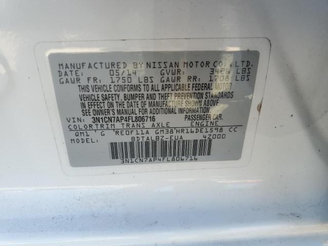 Photo 10 from auction – 2015 NISSAN VERSA with VIN 3N1CN7AP4FL806716
