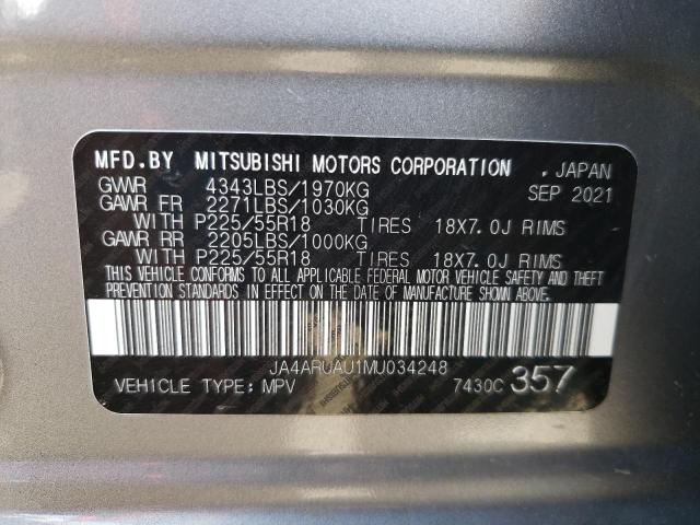 Photo 10 from auction – 2021 MITSUBISHI OUTLANDER with VIN JA4ARUAU1MU034248