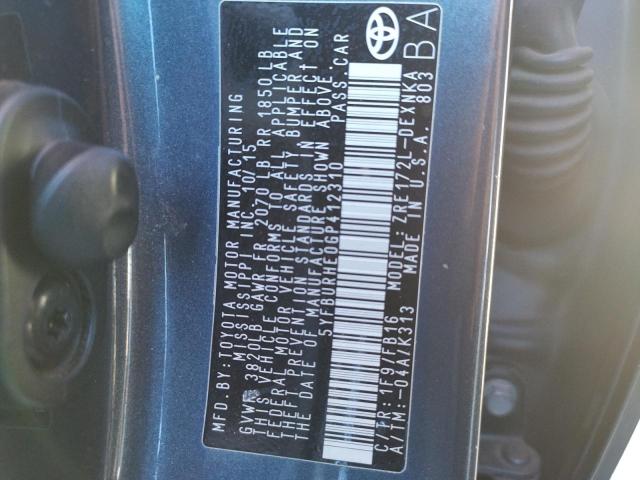 Photo 10 from auction – 2016 TOYOTA COROLLA L with VIN 5YFBURHE0GP412310