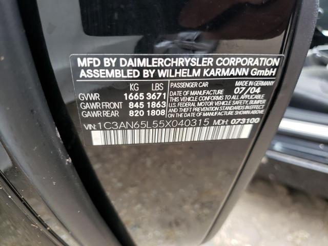 Photo 10 from auction – 2005 CHRYSLER CROSSFIRE with VIN 1C3AN65L55X040315