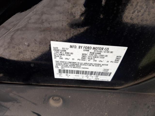 Photo 10 from auction – 2017 FORD EXPLORER L with VIN 1FM5K7F88HGC34066
