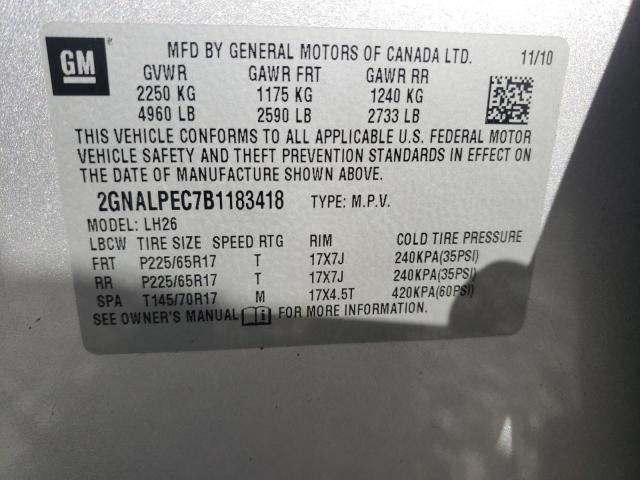 Photo 10 from auction – 2011 CHEVROLET EQUINOX LT with VIN 2GNALPEC7B1183418