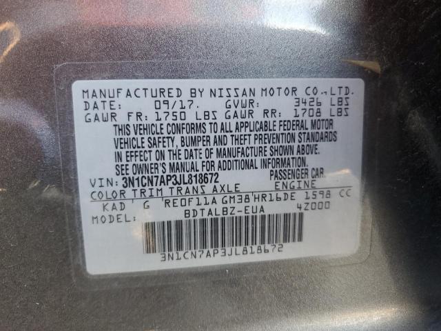 Photo 10 from auction – 2018 NISSAN VERSA S with VIN 3N1CN7AP3JL818672