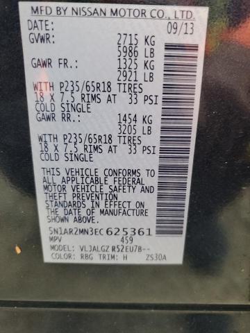 Photo 10 from auction – 2014 NISSAN PATHFINDER with VIN 5N1AR2MN3EC625361