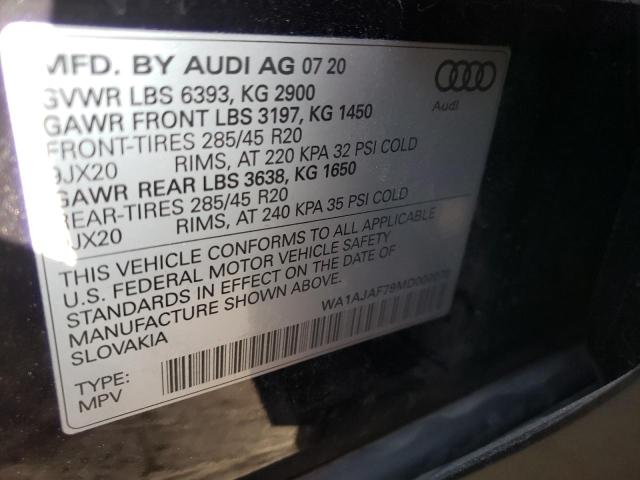 Photo 10 from auction – 2021 AUDI Q7 PREMIUM with VIN WA1AJAF79MD000079