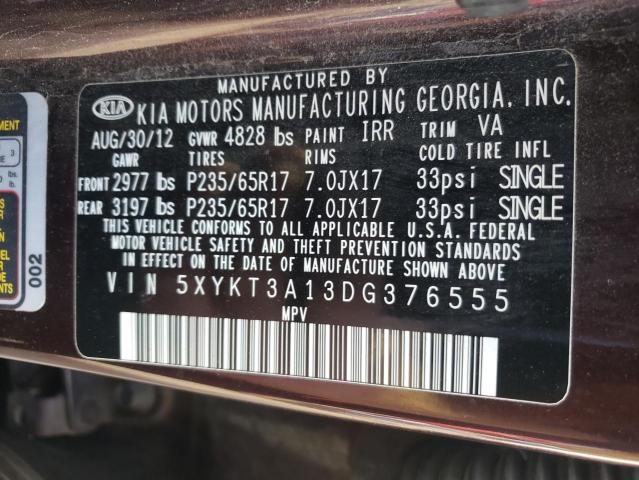 Photo 10 from auction – 2013 KIA SORENTO LX with VIN 5XYKT3A13DG376555