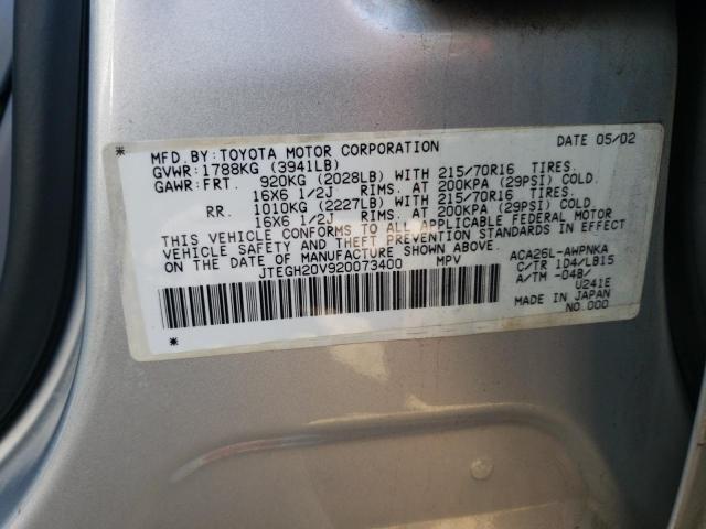 Photo 10 from auction – 2002 TOYOTA RAV4 with VIN JTEGH20V920073400