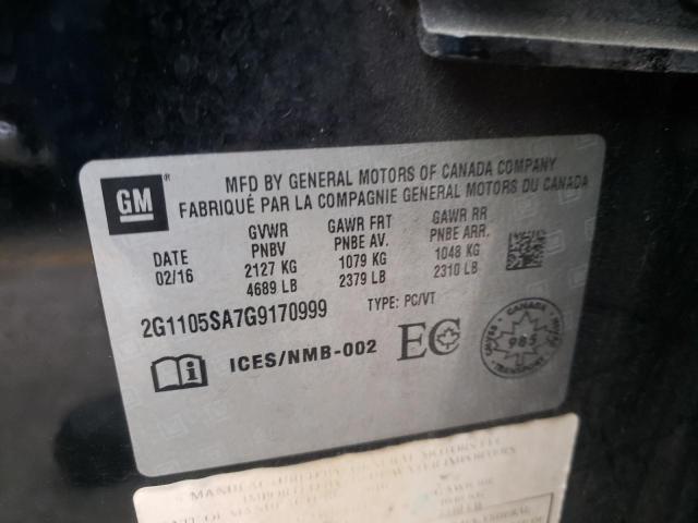 Photo 10 from auction – 2016 CHEVROLET IMPALA with VIN 2G1105SA7G9170999
