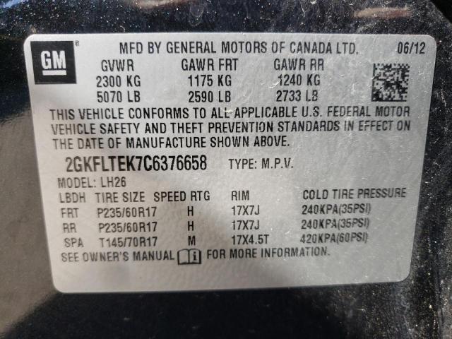 Photo 10 from auction – 2012 GMC TERRAIN SL with VIN 2GKFLTEK7C6376658